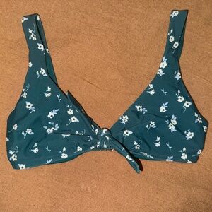 Hollister Teal Bikini Top with Floral Accents